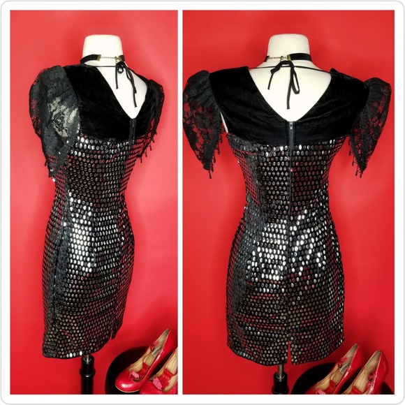 🔮SOLD🔮VTG studded cocktail dress w/ beads - Picture 3 of 5